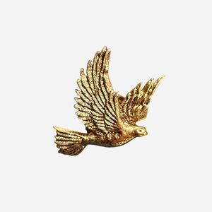 vintage boho cottagecore gold tone dove peace bird pin